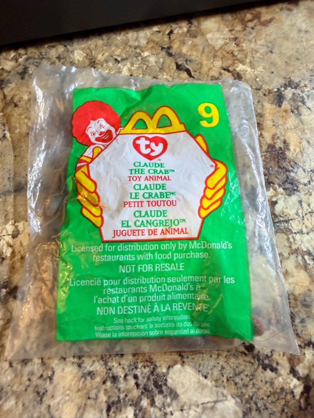 McDonald's Happy Meal Ty Beanie Claude crab 1999